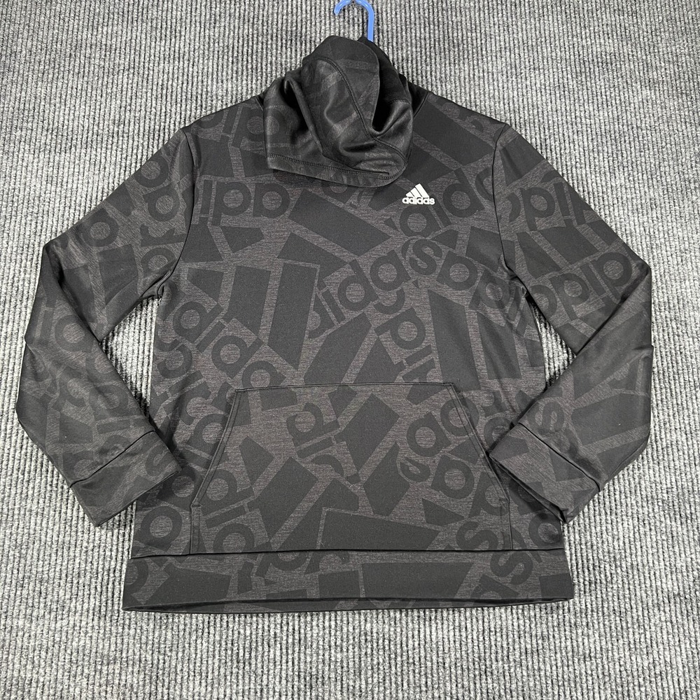 Adidas Hoodie Sweatshirt Youth‎ Boys XL Extra Large Black Long Sleeve Geometric